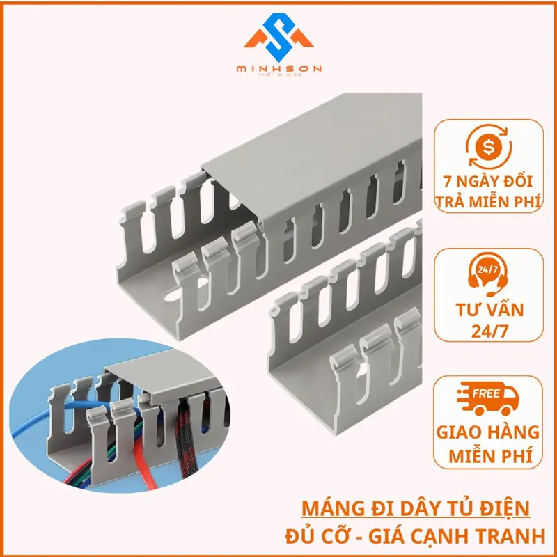 Máng Đi Dây Hãng SINO Nhựa Cao Cấp, Máng Răng Lược Lắp Tủ Điện Đủ kícḣ Thước 25x25 Đến 65x65 Dài 85cm 0