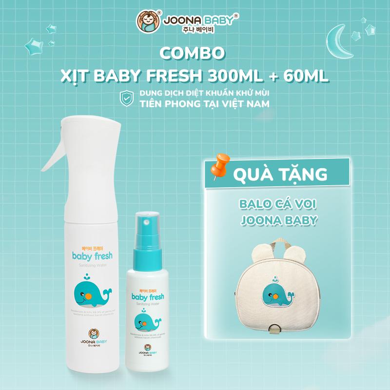 (Tặng balo Joona Baby) Combo xịt diệt khuẩn khử mùi Baby Fresh an toàn cho bé 300ml và 60ml - JOONA BABY Việt Nam