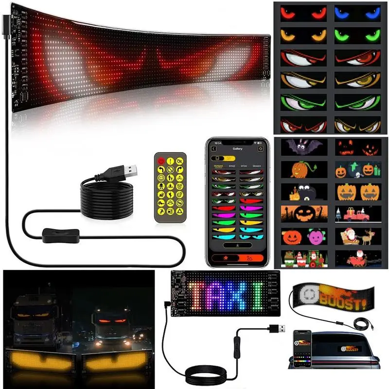BECKY LED strobo mata mini  Strip Lampu  Mobil Fleksibel dengan Layar  Super Terang Panel Lampu Warna RGB Tahan Air Berkedip gerak truk lampu truk bergerak - Kendaraan, Otomotif Kabel Car strobo  mata headlamp custom STROBO MATA RUNNING TEXT TERBARU 8