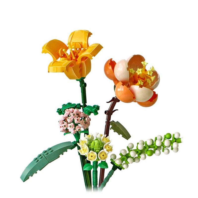 Flower Bouquet Design Building Blocks, DIY Educational Building Bricks Model, Building Blocks Playset, Christmas Gift, Unique Desktop Ornaments for Office Home Decor 6