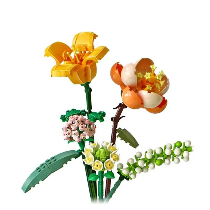 Flower Bouquet Design Building Blocks, DIY Educational Building Bricks Model, Building Blocks Playset, Christmas Gift, Unique Desktop Ornaments for Office Home Decor 6
