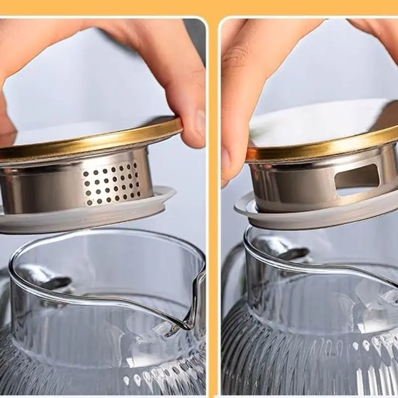 Bình đựnġ Nước Thuỷ Tinh Chịu Nhiệt AB FAMILY Màu Vàng Vân Sọc 7