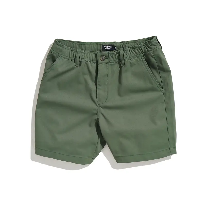 Quần Short Kaki Basic Chun Kéo Khóa Vải Kaki Cá Sấu, Co Giãn Thoải Mái, Trẻ Trung Nam Menswear Có Túi Kem Kem 2