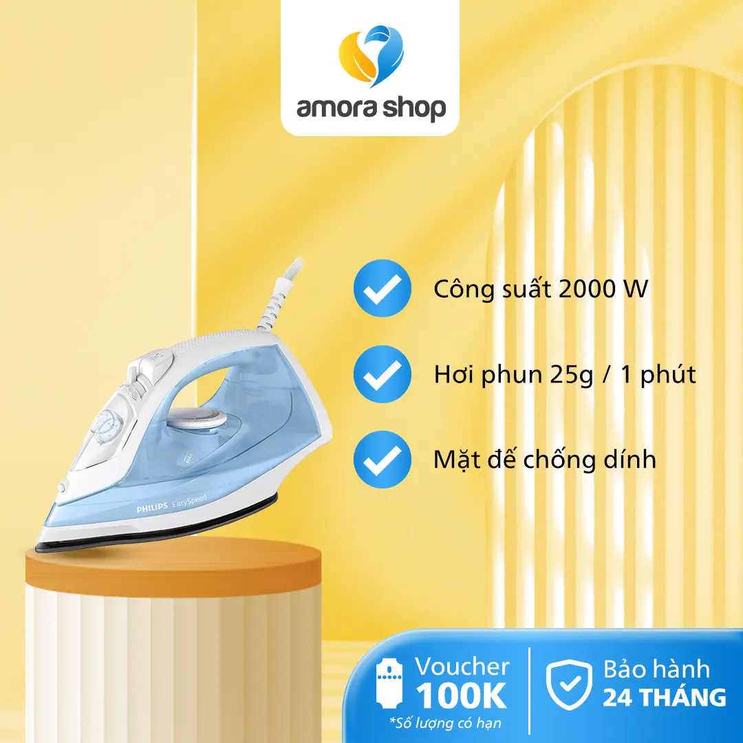 Bàn Ủi Hơi Nước Cầm Tay PHILIPS GC1740 /20, Công Suất 2000 W, Hơi Nước Phun Liên Tục, Bảo Hành Chính Hãng 24 Tháng