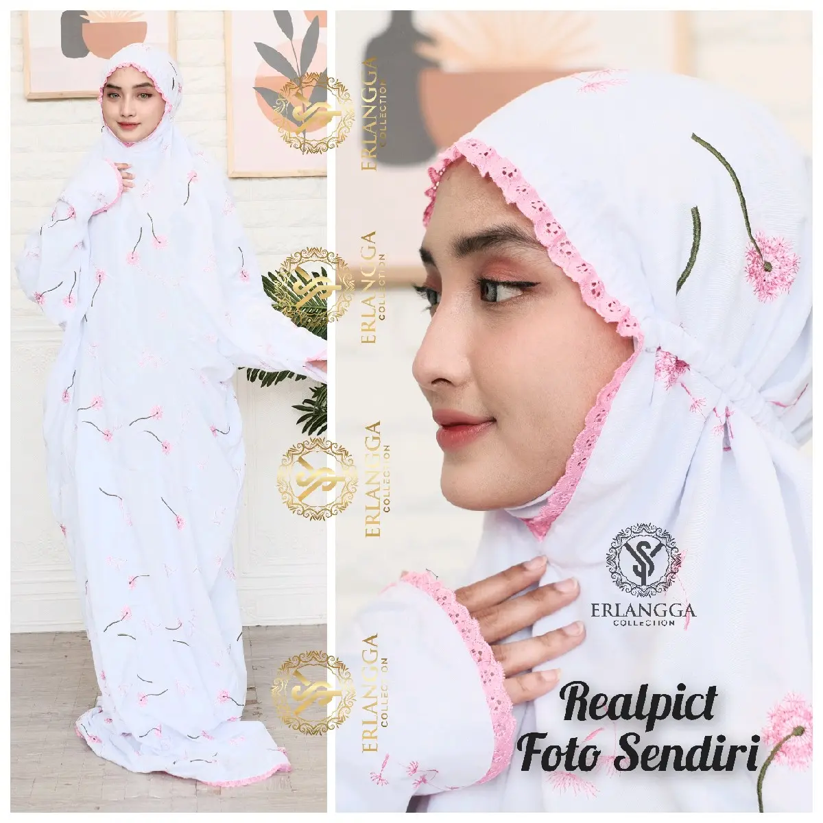 Mukena Terusan Bordir Motif Bunga Dandelion