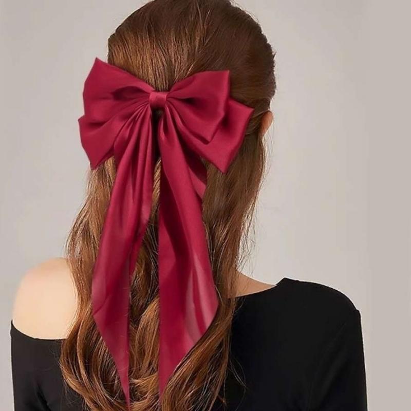 Korea Big Bow Floral Long Ribbon Hairpin Headband Back Head Hair Clip Women Fashion Hair Accessories 1