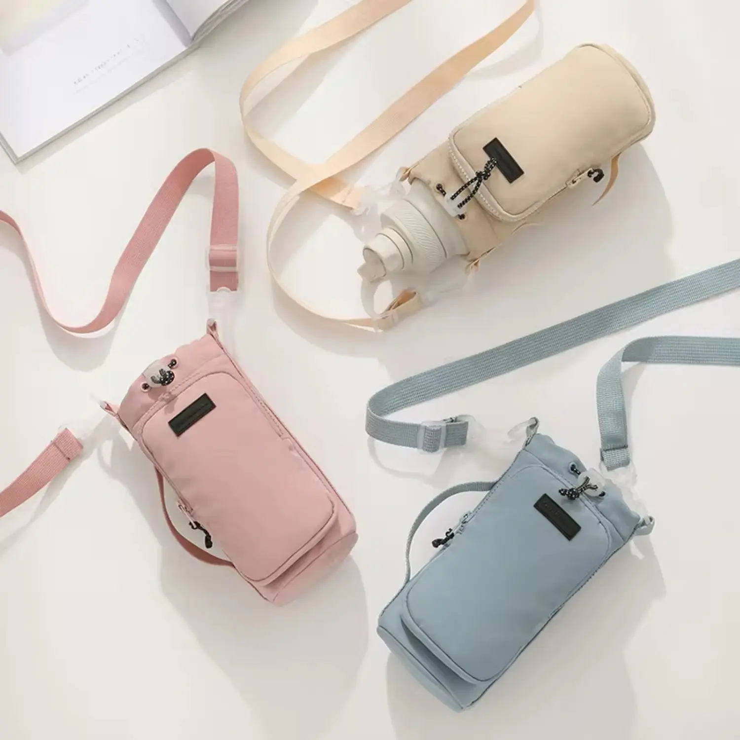 Portable Water Bottle Carrier Bag Travel Small Crossbody Shoulder Phone Pocket Bag With Cup/Water Bottle Holder Pouch