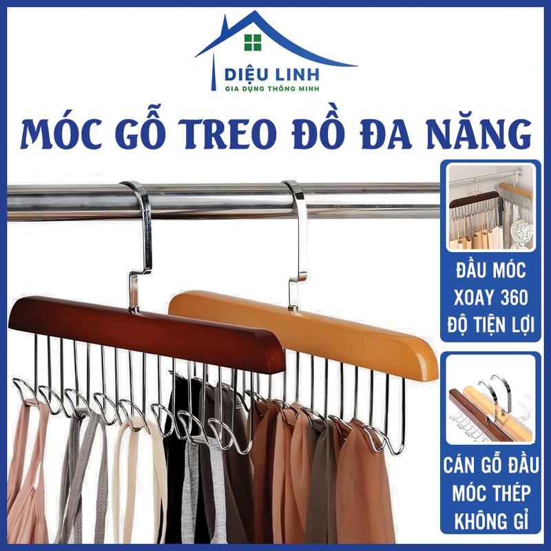 Móc Gỗ Treo Đồ, Móc Phơi Bằng Gỗ 8 Nhánh Treo Đồ Đa Năng, Móc Treo Áo lót, Túi, Cà Vạt, Thắt Lưng Tiện Dụng Đa Năng  Dieulinhshop Treo Tường