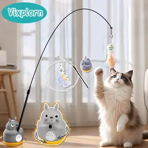 Vixplorn Tongkat Mainan Kucing Berputar 360° Derajat Bulu Tongkat Lentur Bisa Di Lepas Pasang Untuk Kucing/Mainan Kucing Yang Dapat Diputar