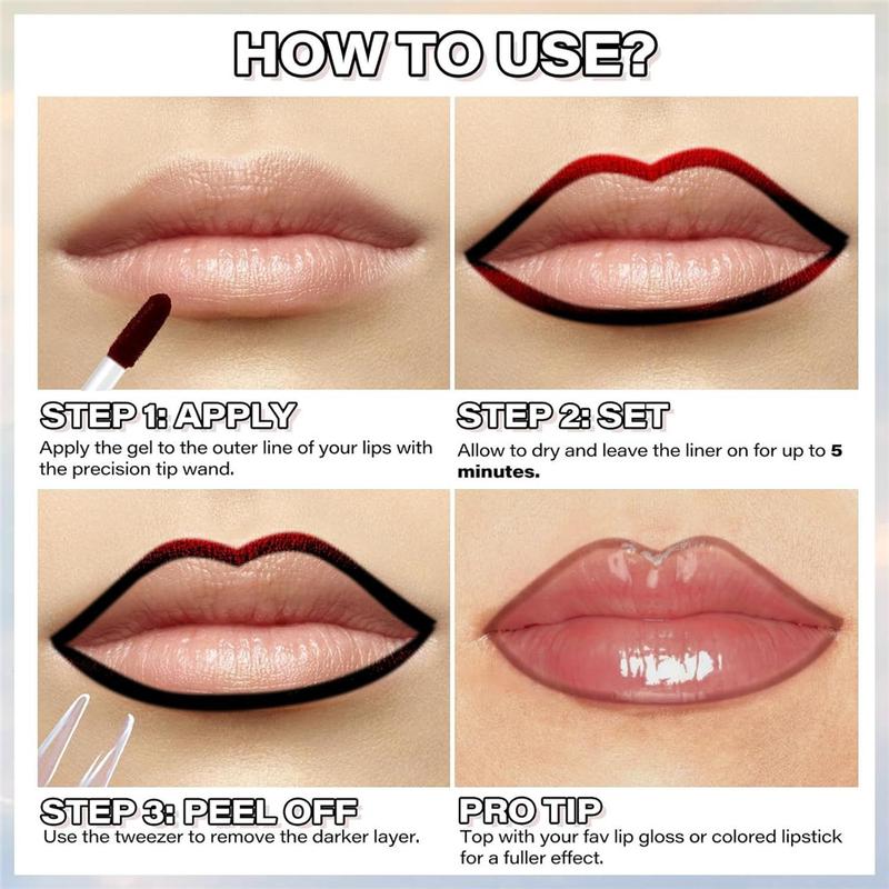 FAFAMOON Peelable Lip Liner Outlines The Lip Shape And Shows The Lip Color Lipstick 3pcs Set Waterproof And Non-smudged Peelable Lip Gloss Makeup -Xiii 3