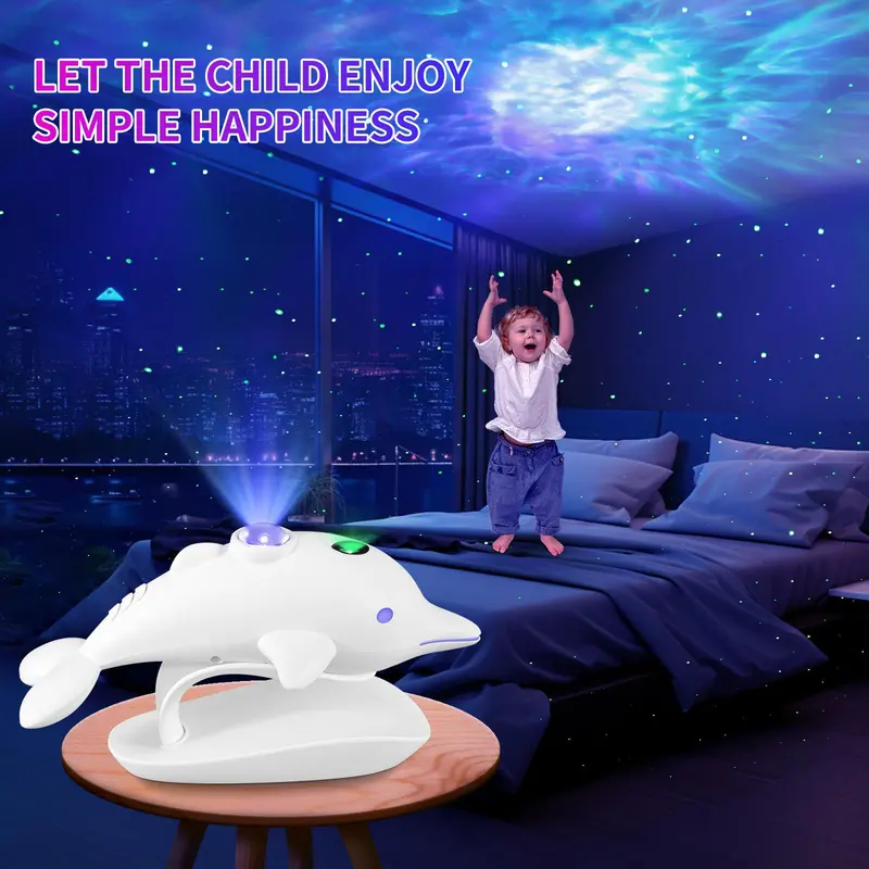 Dolphin Design Starry Sky Atmosphere Light, USB Powered Cute Dolphin Night Light, Decorative Ambient Light with Remote Control for Bedroom, Indoor Lighting 7
