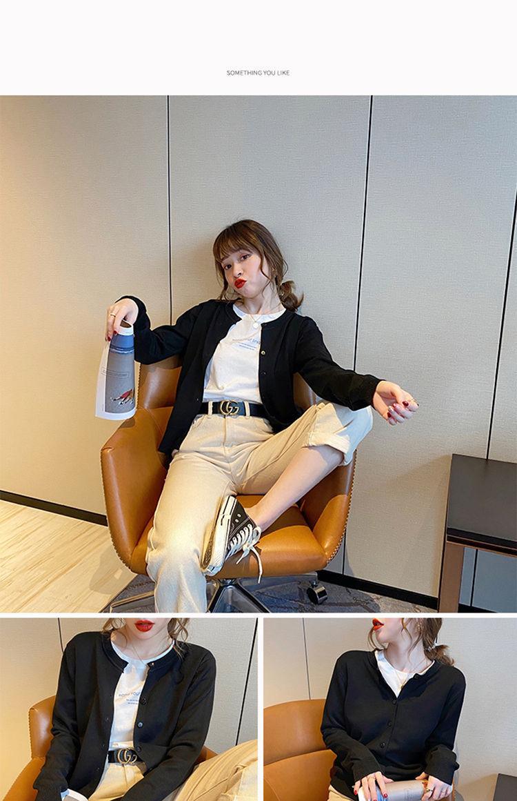 Product Introduction of Áo Cardigan Dệt Kim, Áo Khoác Phù Hợp Bên Ngoài Mỏng Mùa Thu, Dành Cho Nữ, Hàng Mới Về 2023, Áo Len, Ngắn Và Rộng, Màu Đen, Cổ Tròn, Áo Dài Tay 9