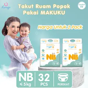 PAKET 2 BALL - MAKUKU COMFORT FIT NB32/S30/M28/L26/XL24/XXL22 NEW POPOK BAYI DIAPER RUAM