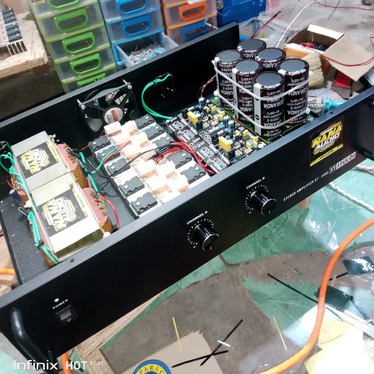 power amplifier rakitan 5 Amper dobel travo. Amplifier Rumah