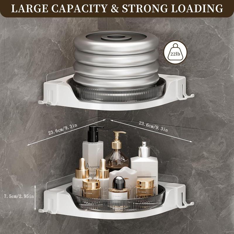 Product Introduction of 360° Rotatable Shower Shelf, Large Capacity Single Layer Shower Storage Rack with Hooks, Shower Organizer for Bathroom, Kitchen and Toilet 7