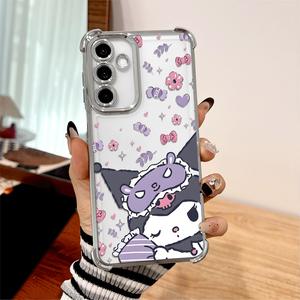 Funda clear premium Kuromi lila con detalles bonitos para Samsung A16/A25/A55/S24/S23/S22, iPhone 17/16/15/14/13/12/11, Motorola y XIaomi OPPO| Protección de cámara, esquinas fuertes y viral TikTok