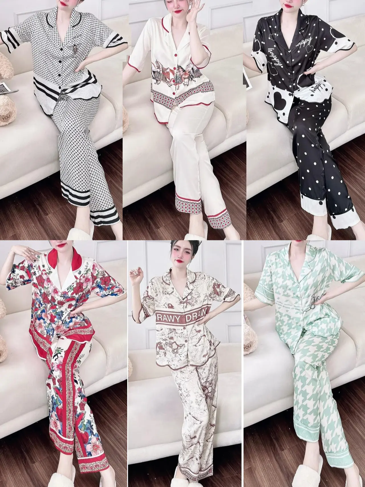 (40-70kg) Set đồ bộ pijama lụa xước nữ mềm mướt có size đại