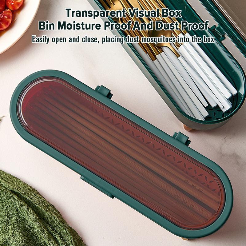 Kitchen Chopsticks Fork Spoon Storage Box Organizer Drainer Holder With Lid Cover/Bekas Simpanan Sudu garfu Supplies 2