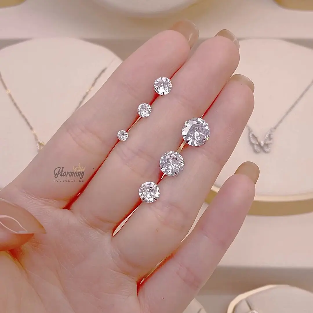 [Giá bán dành cho 1 chiếc] Khuyên tai bạc nam nữ s925 mặt đá nhiều size (1 chiếc) | TRANG SỨC BẠC HARMONY K129