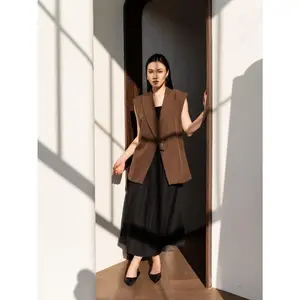 [Jexiva] - Lexa Vest | Vest Wanita Tanpa Lengan | Outer Blazer Elegan Korean Look Kekinian Untuk Kantor & Hangout | Hitam Cream Choco Grey