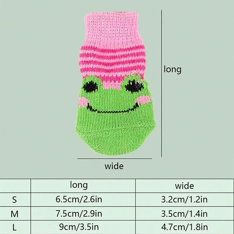 4pcs/Set Cartoon Frog Pattern Pet Socks, Cute Breathable Socks For Small Dogs & Cats, Soft Dog and Cat Clothing 1