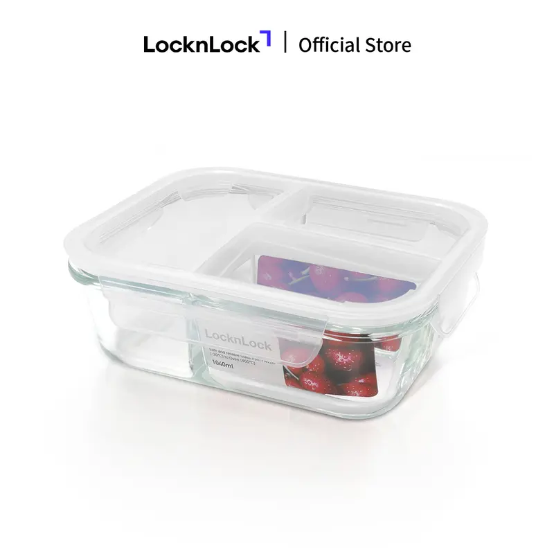 Hộp đựng thực phẩm thủy tinh LocknLock Blanc glass food container chia ngăn hoặc không chia ngăn, nắp cài 4 khóa, dùng được trong lò vi sóng 6