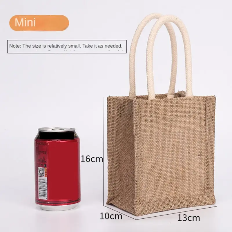 Túi Tote Vải Lanh Cổ Điển Cho Nữ, Ví Mua Sắm, Túi Xách Đi Biển Mùa Hè, Túi Tự Làm Retro, Tay Cầm Đầu Sinh Thái Di Động, Nhiều Kích Cỡ, Túi Mua Sắm 8