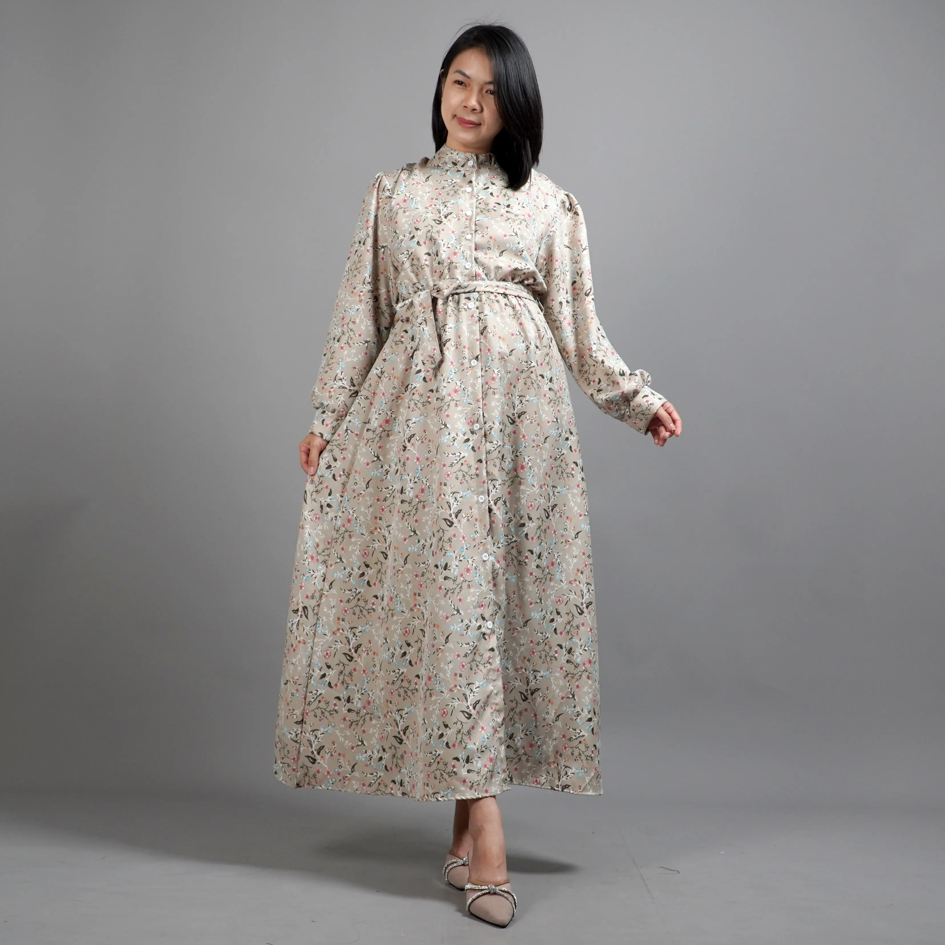 Gaun Maksi Christy Gaun Bunga Gaun Ala Korea Gaun Panjang Gaya Korea