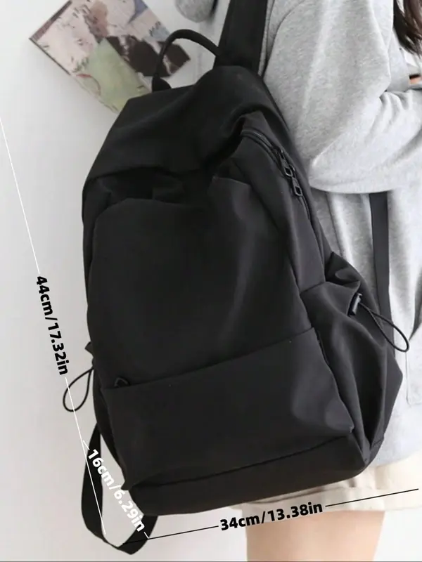 Women's Solid Color Backpack, Lightweight Casual Backpack, Backpack for Men & Women 1