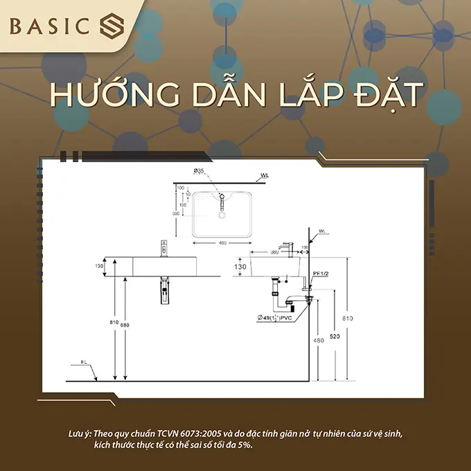 Chậu lavabo đặt bàn Basic BS-203 | Thiết kế hiện đại, chất liệu bền đẹp 3