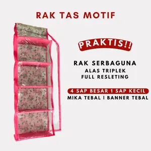READY RAK GANTUNG TAS MOTIF BUNGA BUNGA FULL RESLETING MIKA TEBAL DAN ALAS FULL TRIPLEK