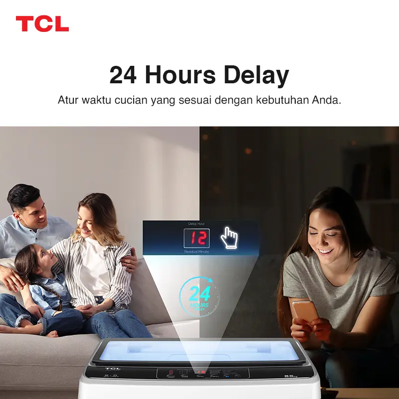 [FLASH SALE] TCL MESIN CUCI TOP LOADING 8 KG - Honeycomb Crystal Drum - Auto Cleaning - Eight Wash Program - Dual Detergent Case (Model: TWA85-20GM) 6