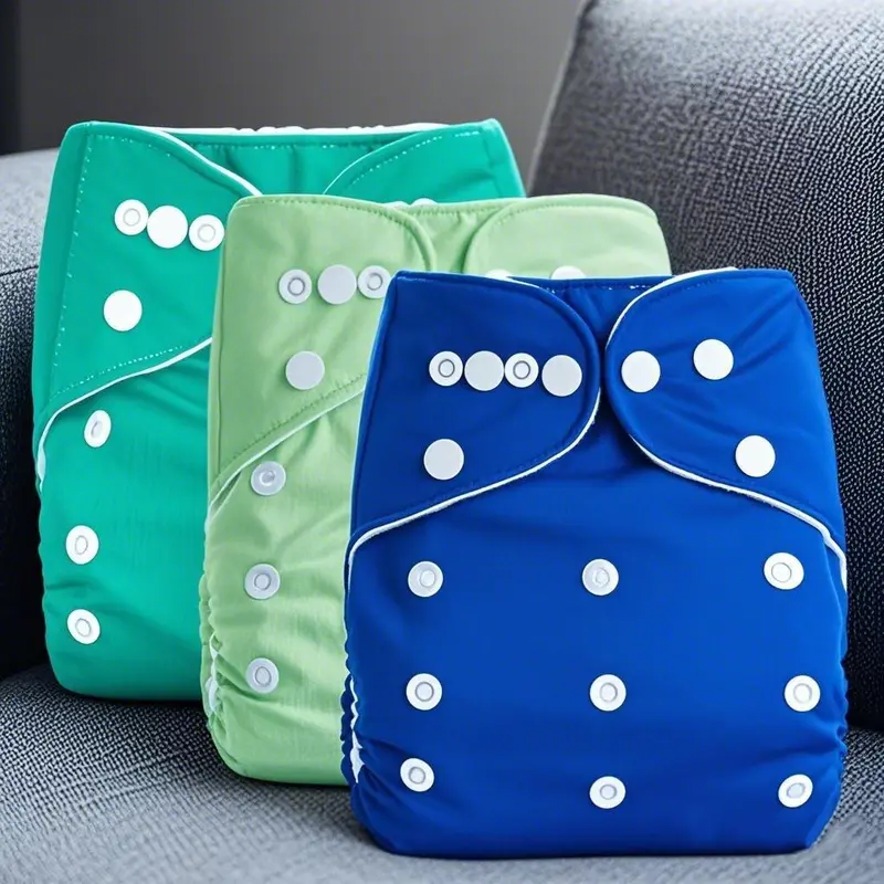 Washable Reusable Baby Diaper, 3 Counts/set Adjustable Waist Snap Button Cloth Diapers, Breathable Baby Nappy, Baby Care & Health Supplies 4