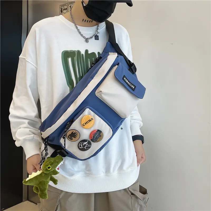 Bag Men ulzzang Korean fashion nylon big capacity men pouch bag chest pack waist bag crossbody bag for men birthday gift