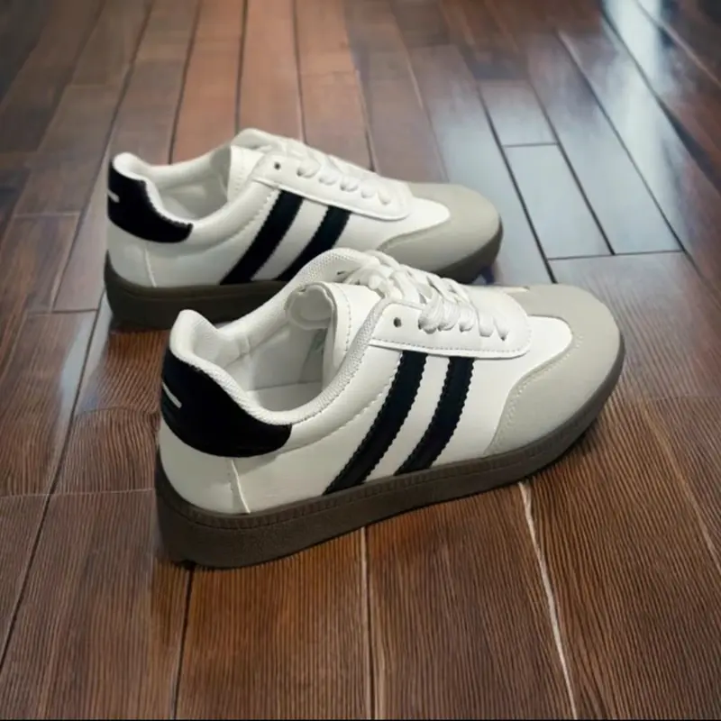 Giày Thể Thao Samba Phối Kẻ Sọc Đen Boy Cháy Phố, Full Size, Đế Đúc Mềm Mại - Sneaker Nam Nữ - Shoes Trắng Thanh Lịch 6