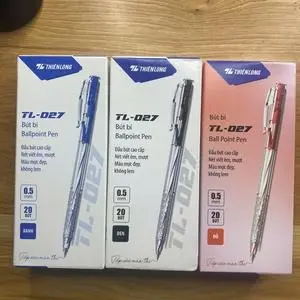 Bút bi bấm Thiên Long TL-027 cho học sinh - ( 1 hộp 20 cái ) có 3 màu xanh/đen/đỏ bút  bi demon slayer