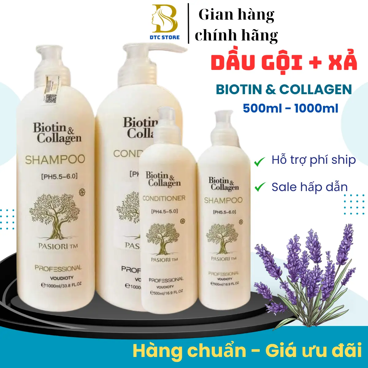 Dầu Gội Xả Biotin Collagen Trắng 500ml và 1000ml Siêu phẩm cho mái tóc bồng bềnh suôn mượt