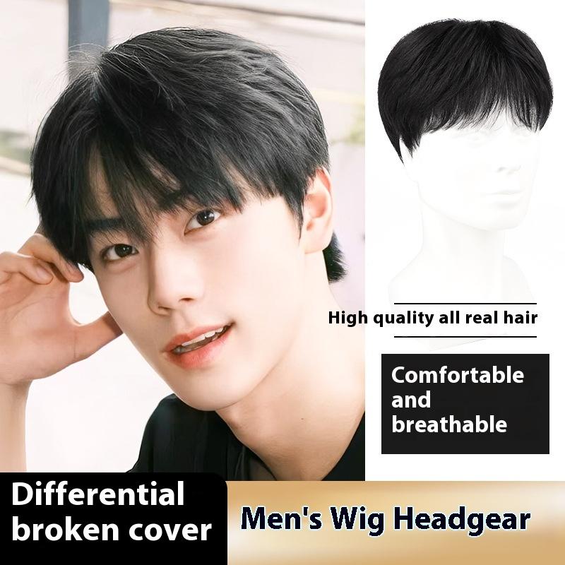 100% Human Hair Wigs For Men Short Wig Hair Modern Style Full Machine ...