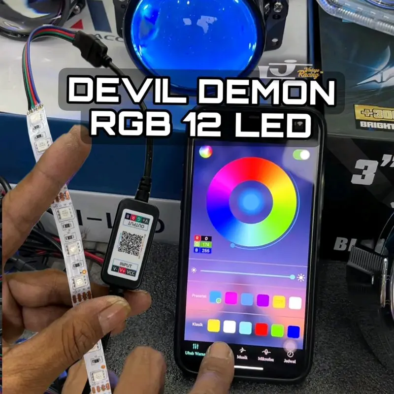 DEMON RGB DEVIL RGB 12 LED BILED 2.5 INCI DAN 3 INCI 0