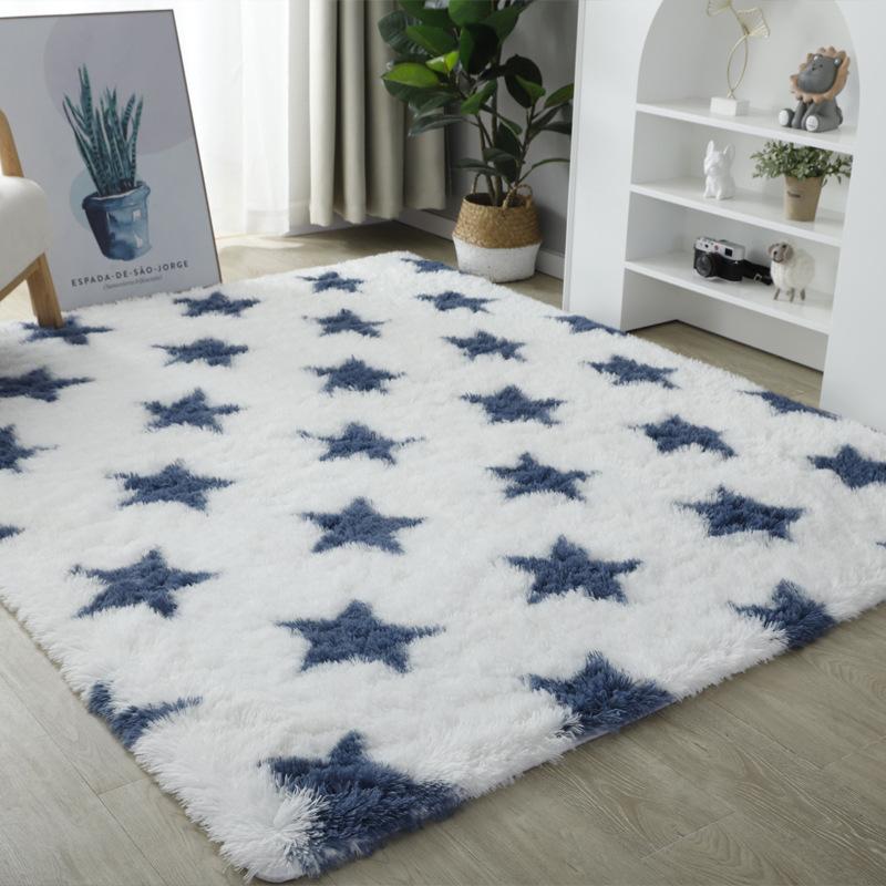 Product Introduction of Thảm trải giường hoàn toàn, phong cách Bắc Âu, nâng cấp mềm mại và mịn màng, nhuộm cà vạt, với mô hình len và lụa, thích hợp cho phòng Khách, bàn trà và thảm đầu giường, thảm tóc dài, thảm trang trí đèn lồng, thảm 21