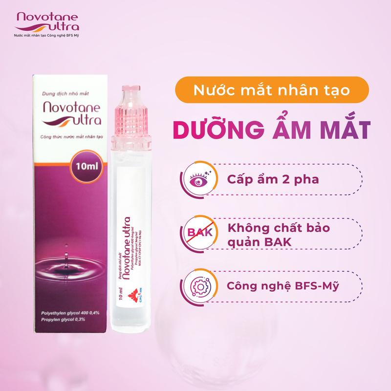 Nước Nhỏ Mắt Nhân Tạo Dưỡng Ẩm 2 Pha Dành Cho Đeo Lens Novotane Ultra Lọ 10ml thuốc nhỏ nước mắt