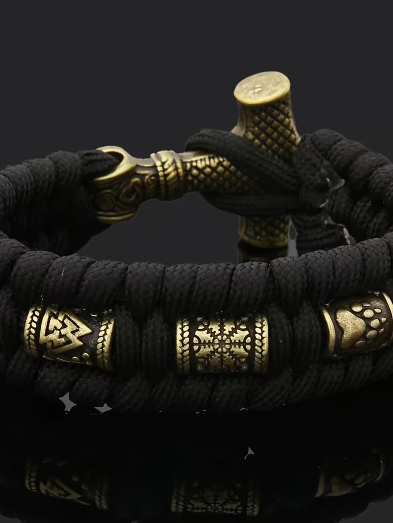 Product Introduction of Men's Hammer Design Bracelet, Handmade Braided Bracelet, Stainless Steel Hammer Pendant Bracelet for Men 4