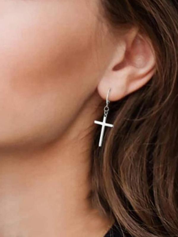 Street Style Cross Design Dangle Earrings, Fashion Stainless Steel Ear Piercing Jewelry for Women and Men, Casual All-match Accessories for Party, Daily Wear 4