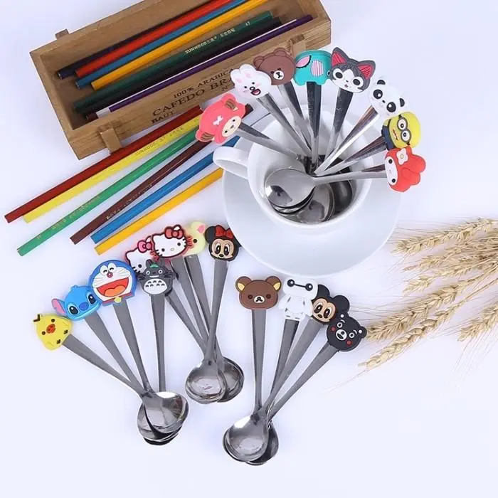 Sendok anak karakter kartun beraneka motif minion doraemon dll Kids Makan Stainless Steel