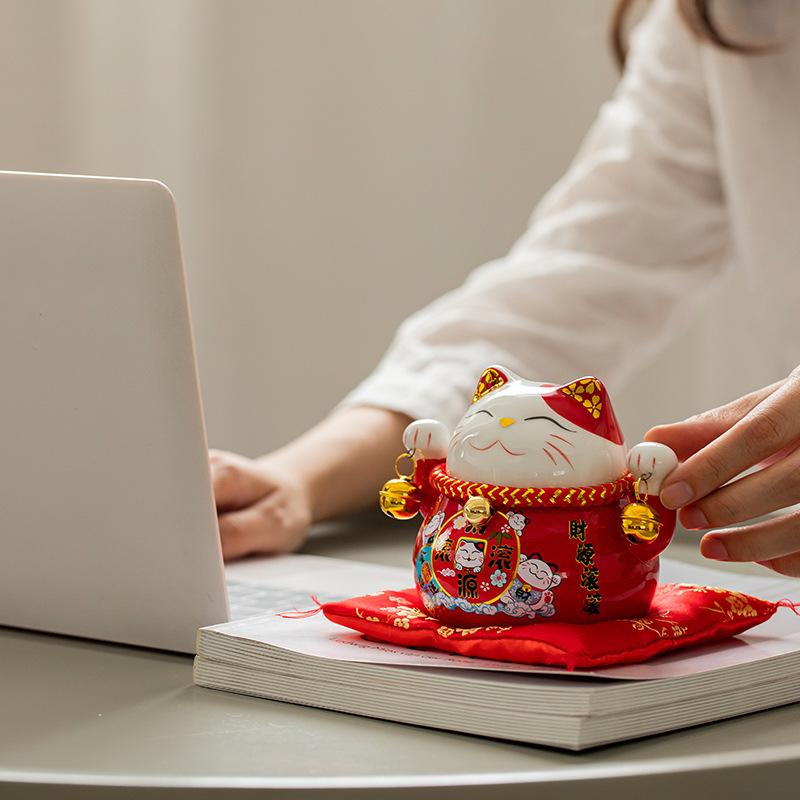 Product Introduction of Mèo Thần Tài Gốm Sứ Mèo Maneki Neko May Mắn Thu Hút Tài Lộc 10cm Trang Trí Nhà Cửa 9