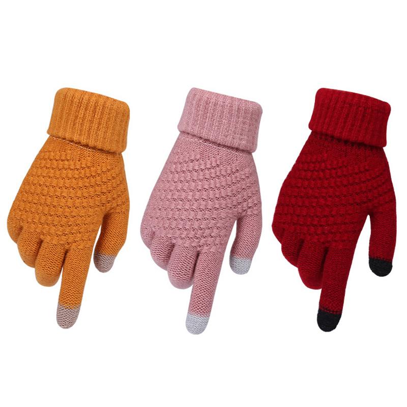 Product Introduction of Sarung Tangan Skrin Sentuh, Musim Sejuk, Untuk Wanita dan Lelaki, Sarung Tangan Kaitan Regangan Hangat, Bulu Tiruan, Jari Penuh, Guantes, Sarung Tangan Mengait, Tebal, Luvas 9