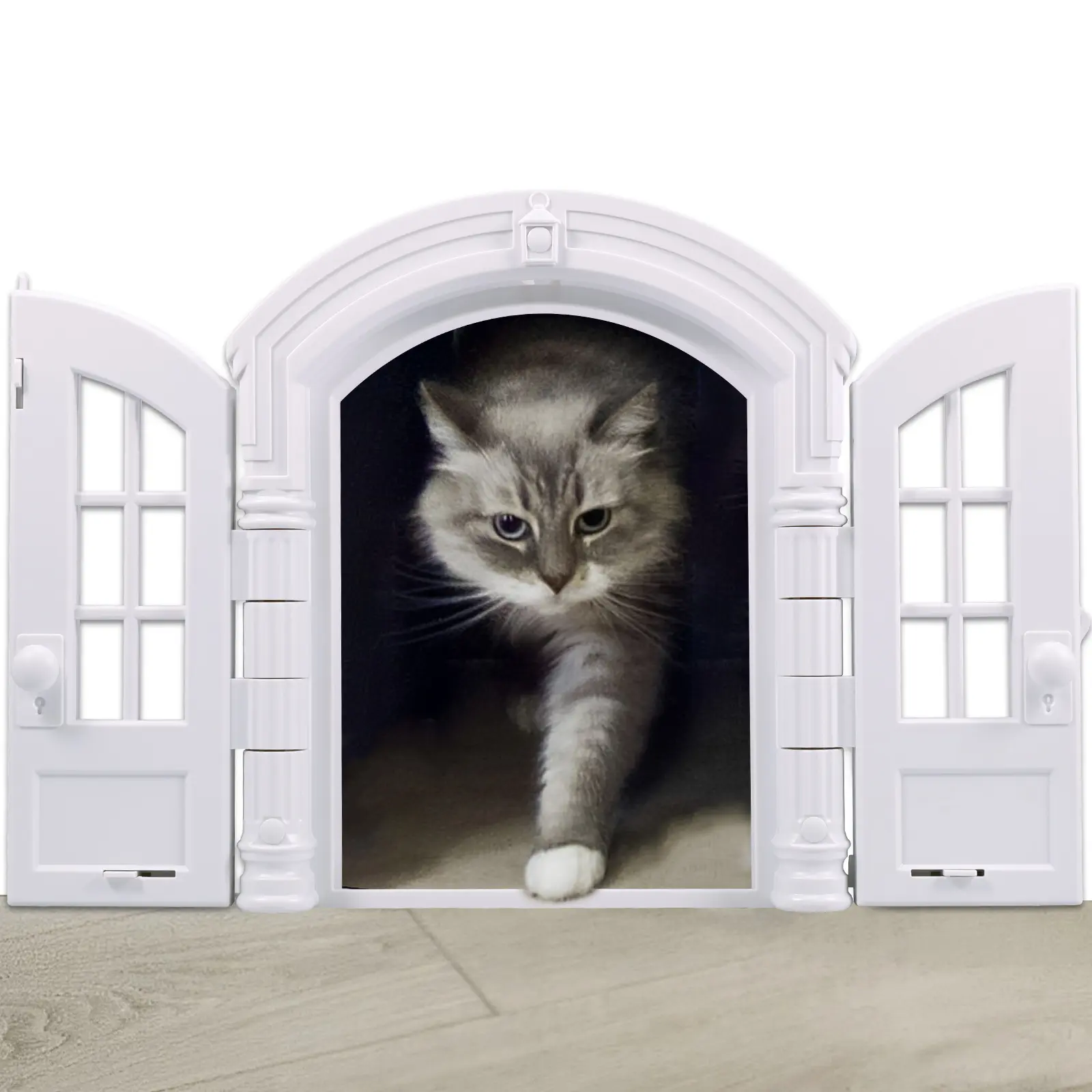 Cat Door Interior Door French Cat Door No-Flap Cat Door for Interior Door 10.8 x 9.2 Inch Indoor Cat Door Cat Interior Door Pet Door for Cats Up to 20 lbs Secured Installation in 20 Minutes for Cats 824S7