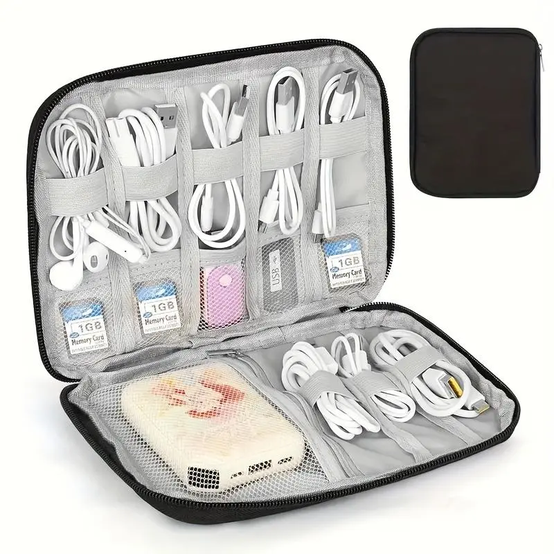 Electronic Accessories Storage Bag, 1 Piece Travel Cable Storage Bag, Portable Storage Bag for Travel, Office, Home, Compact Bag, Pouch Organizer