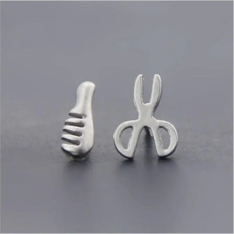 Asymmetric Classic Personality 925 Sterling Silver Comb And Scissors Creative Exquisite Earrings   E091