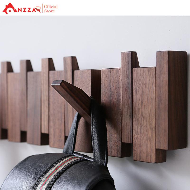  Móc gỗ treo tường Anzzar móc treo quần áo phụ kiện giá gỗ treo quần áo-MT04 Decor Đựng Sách Decor Phòng Trưng Bày 